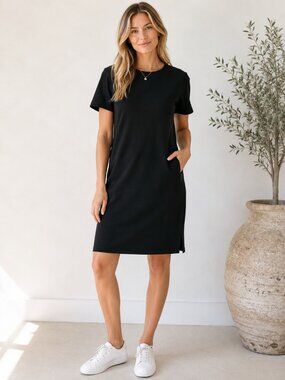Sweat & Milk Black Nursing Dress M/L NWT Minimalist Stretch Shift Dress